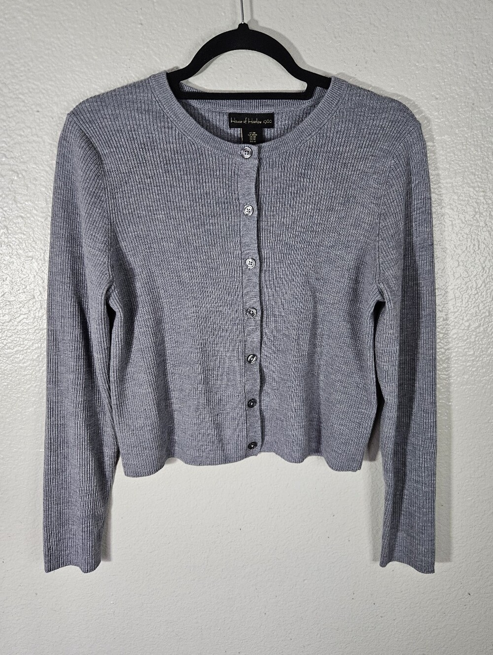 House of Harlow 1960 Merino Wool Ribbed Cardigan Size M